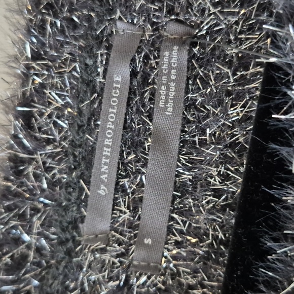 By Anthropologie Eyelash Knit Mini Jumper Sweater Dress Grey metallic Small NWT - Picture 5 of 10